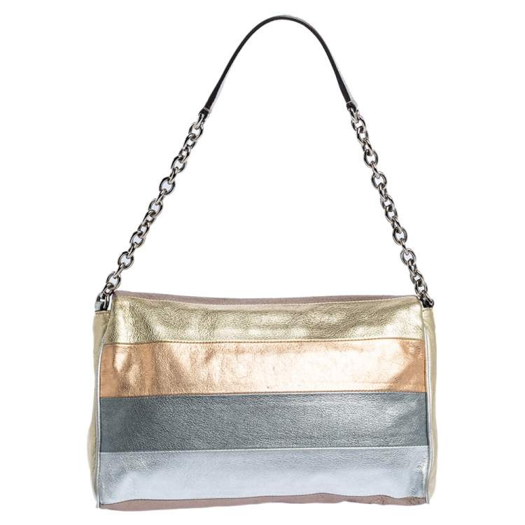 Pre Owned Dolce & Gabbana Multicolor Glazed Leather Miss Martini Shoulder Bag
