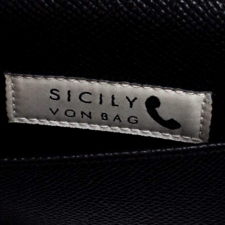 Pre Owned Dolce & Gabbana Black Leather Miss Sicily Von Wallet on Chain