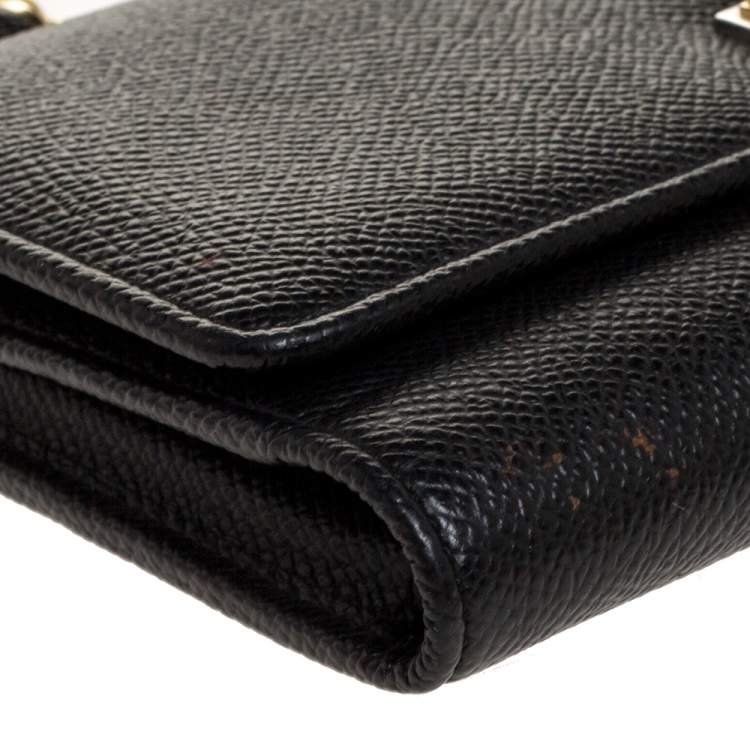 Pre Owned Dolce & Gabbana Black Leather Miss Sicily Von Wallet on Chain