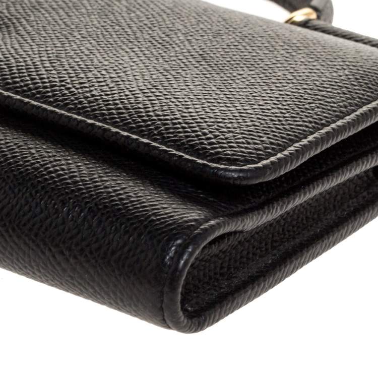 Pre Owned Dolce & Gabbana Black Leather Miss Sicily Von Wallet on Chain