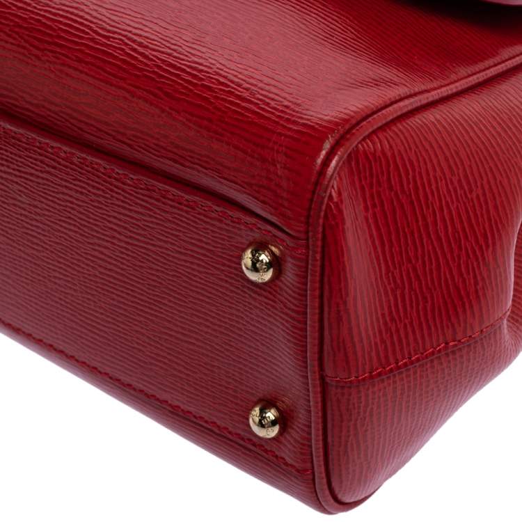 Pre Owned Dolce & Gabbana Red Leather Medium Miss Sicily Top Handle Bag