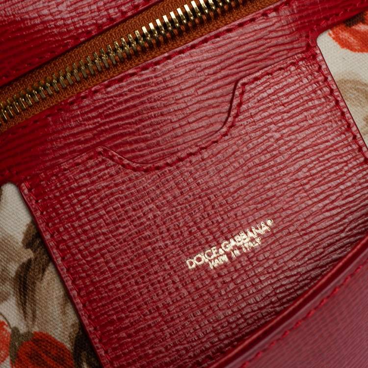 Pre Owned Dolce & Gabbana Red Leather Medium Miss Sicily Top Handle Bag