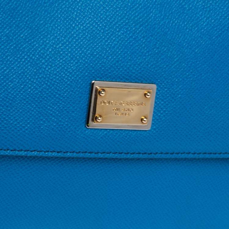 Pre Owned Dolce & Gabbana Royal Blue Leather Large Miss Sicily Top Handle Bag