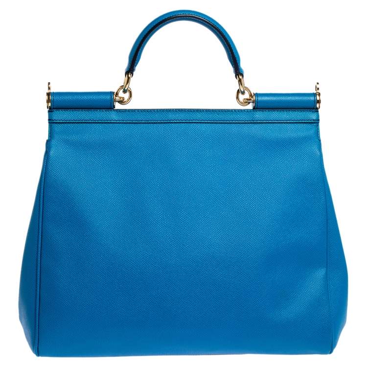 Pre Owned Dolce & Gabbana Royal Blue Leather Large Miss Sicily Top Handle Bag