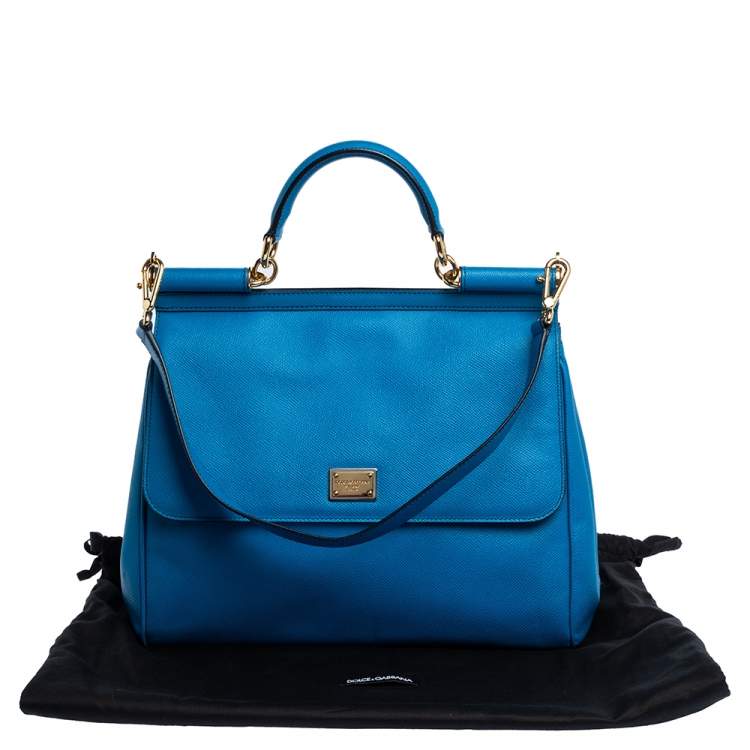 Pre Owned Dolce & Gabbana Royal Blue Leather Large Miss Sicily Top Handle Bag