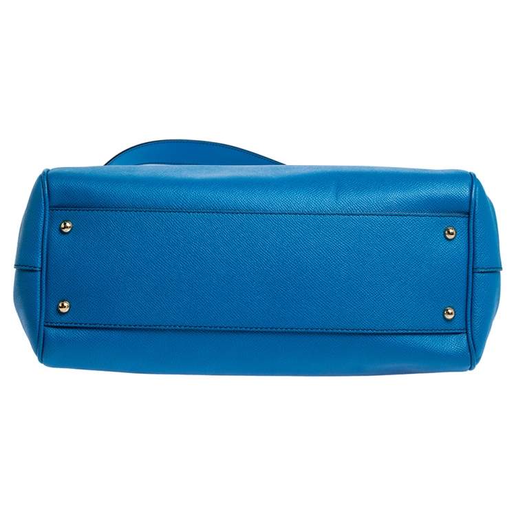 Pre Owned Dolce & Gabbana Royal Blue Leather Large Miss Sicily Top Handle Bag