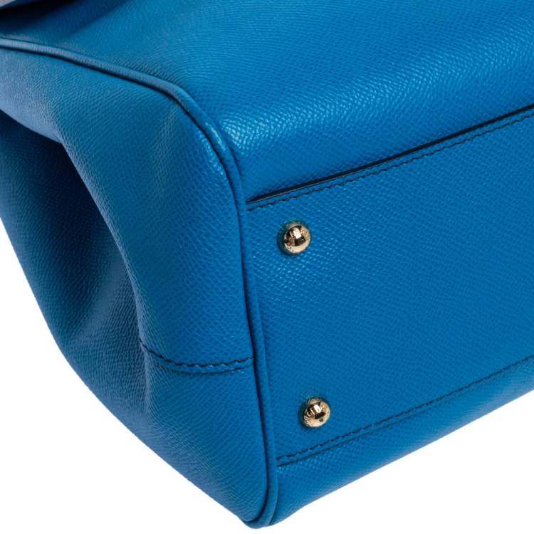 Pre Owned Dolce & Gabbana Royal Blue Leather Large Miss Sicily Top Handle Bag