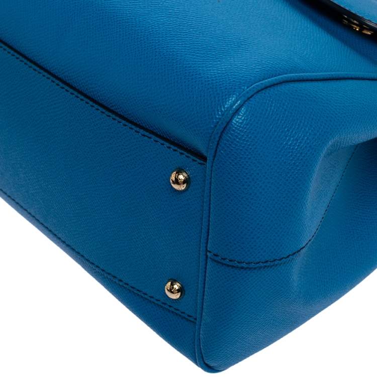 Pre Owned Dolce & Gabbana Royal Blue Leather Large Miss Sicily Top Handle Bag