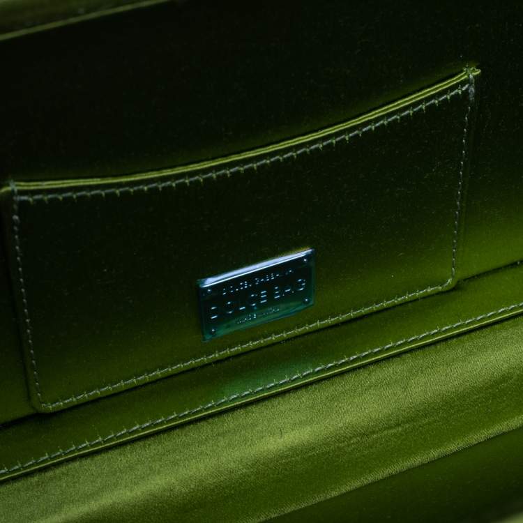 Pre Owned Dolce & Gabbana Green Crystal Embellished Satin Box Bag