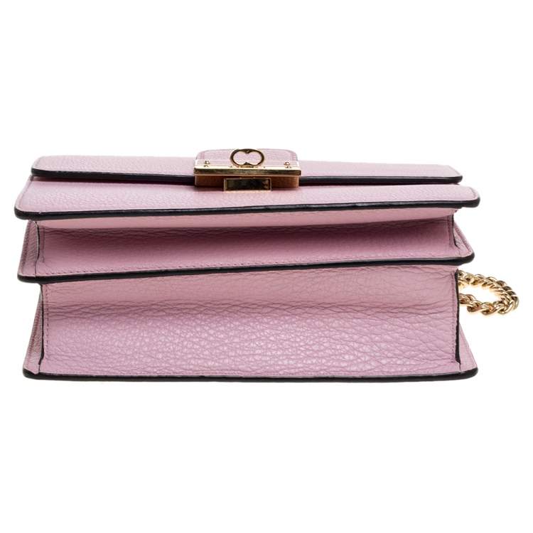 Pre Owned Dolce and Gabbana Pink Leather Small Rosalia Shoulder Bag
