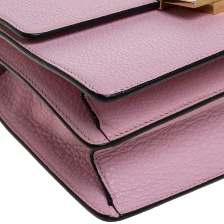 Pre Owned Dolce and Gabbana Pink Leather Small Rosalia Shoulder Bag