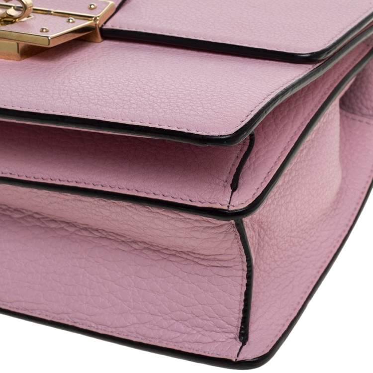 Pre Owned Dolce and Gabbana Pink Leather Small Rosalia Shoulder Bag