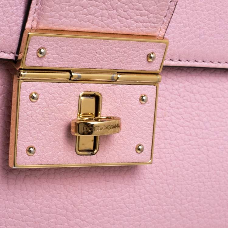 Pre Owned Dolce and Gabbana Pink Leather Small Rosalia Shoulder Bag