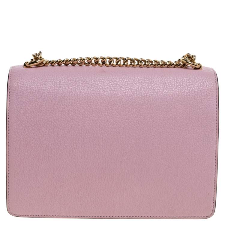 Pre Owned Dolce and Gabbana Pink Leather Small Rosalia Shoulder Bag