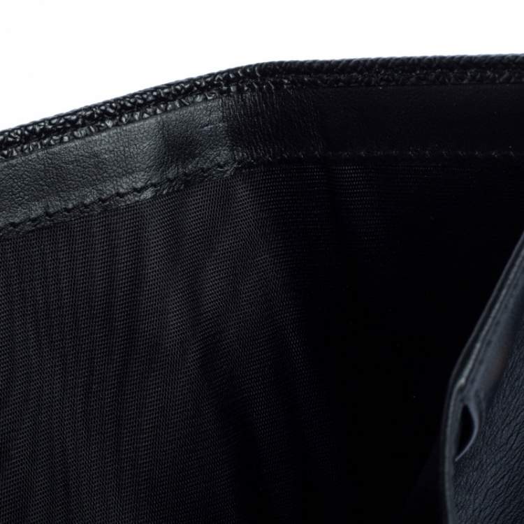 Pre Owned Dolce & Gabbana Black Leather DG Rhinestone Trifold Wallet