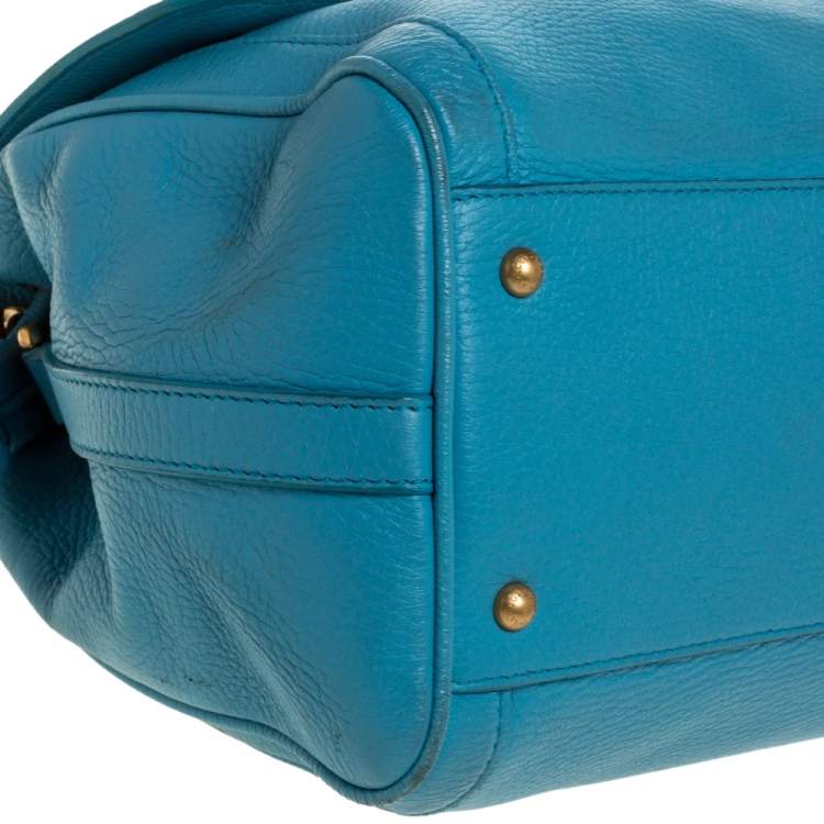 Pre Owned Dolce & Gabbana Powder Blue Leather Padlock Bag