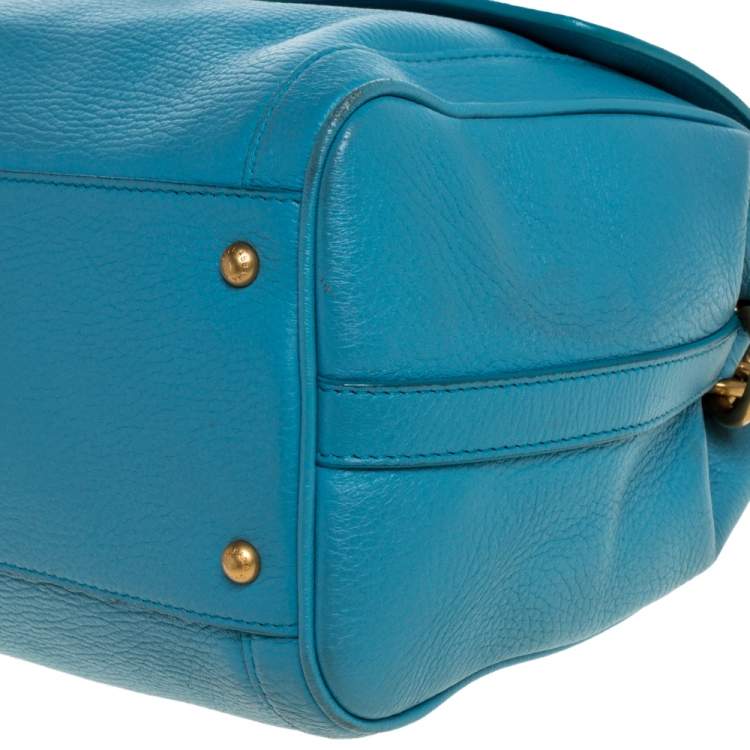 Pre Owned Dolce & Gabbana Powder Blue Leather Padlock Bag