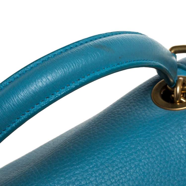 Pre Owned Dolce & Gabbana Powder Blue Leather Padlock Bag
