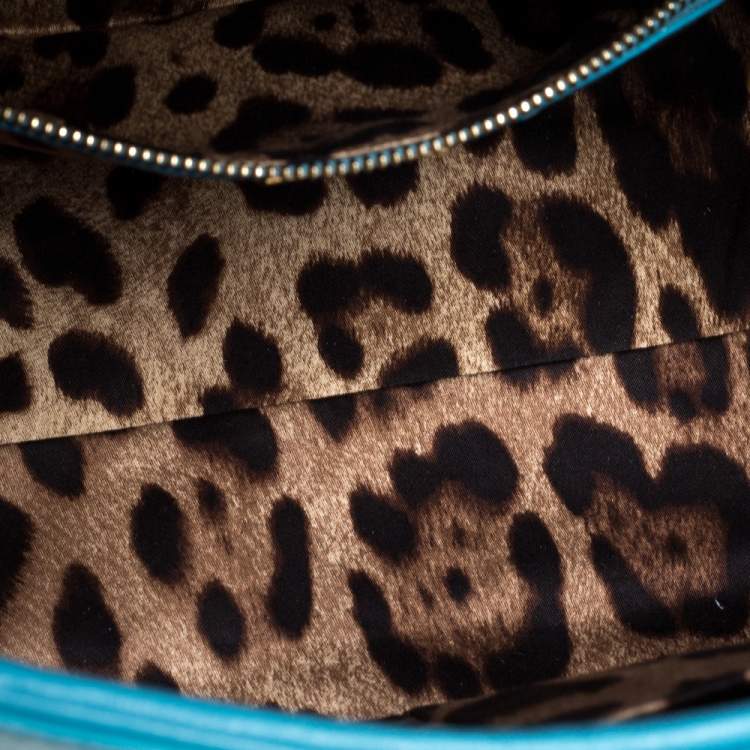 Pre Owned Dolce & Gabbana Powder Blue Leather Padlock Bag