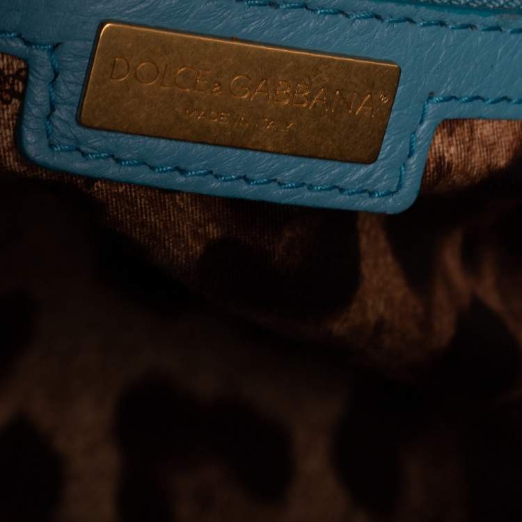 Pre Owned Dolce & Gabbana Powder Blue Leather Padlock Bag