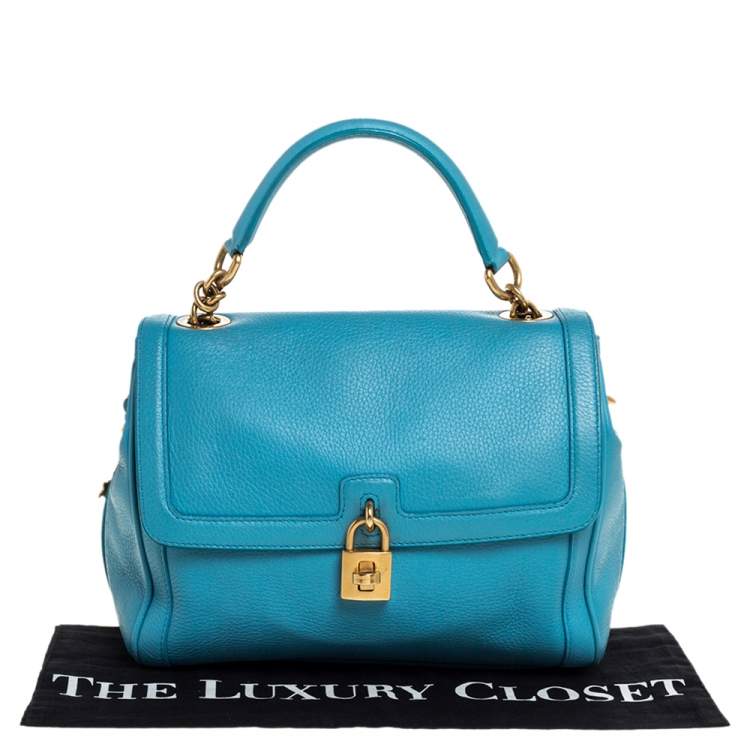 Pre Owned Dolce & Gabbana Powder Blue Leather Padlock Bag