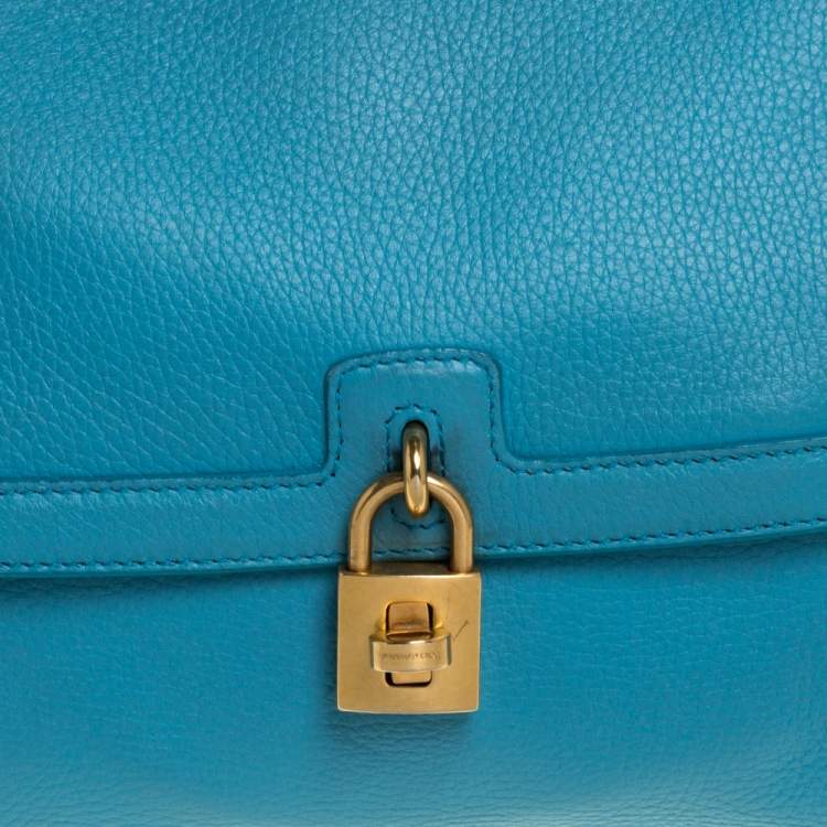 Pre Owned Dolce & Gabbana Powder Blue Leather Padlock Bag