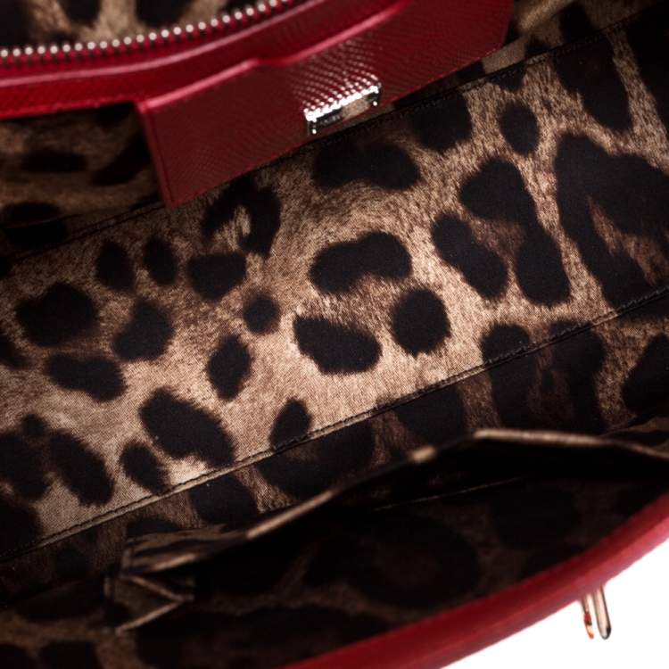 Pre Owned Dolce & Gabbana Red Lizard Embossed Leather Medium Miss Monica Top Handle Bag