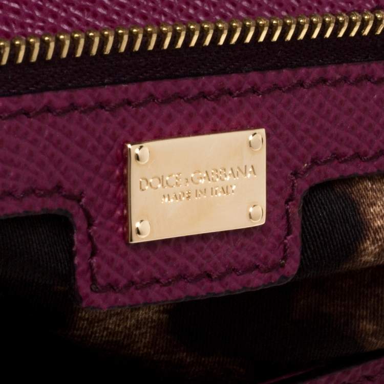 Pre Owned Dolce & Gabbana Burgundy/Olive Green Leather Large Miss Sicily Top Handle Bag