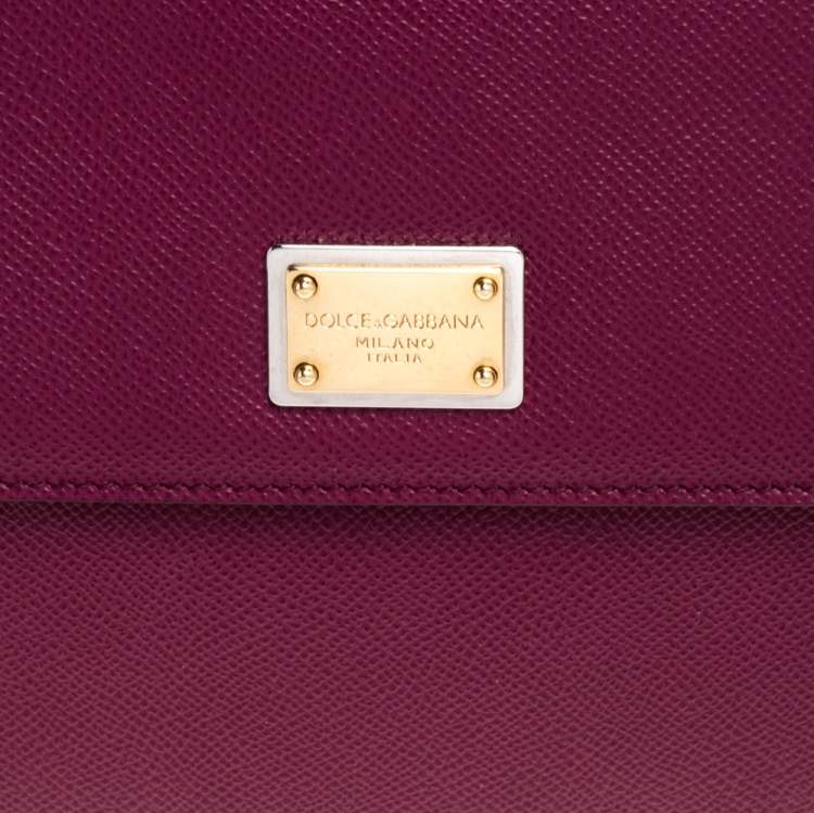 Pre Owned Dolce & Gabbana Burgundy/Olive Green Leather Large Miss Sicily Top Handle Bag