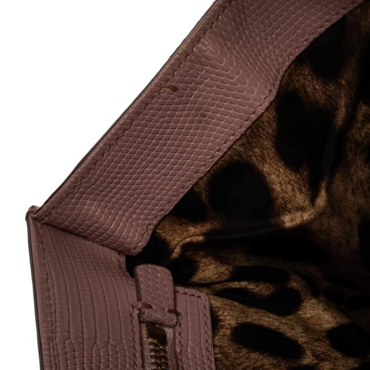 Pre Owned Dolce & Gabbana Pink Lizard Embossed Leather Medium Miss Monica Top Handle Bag