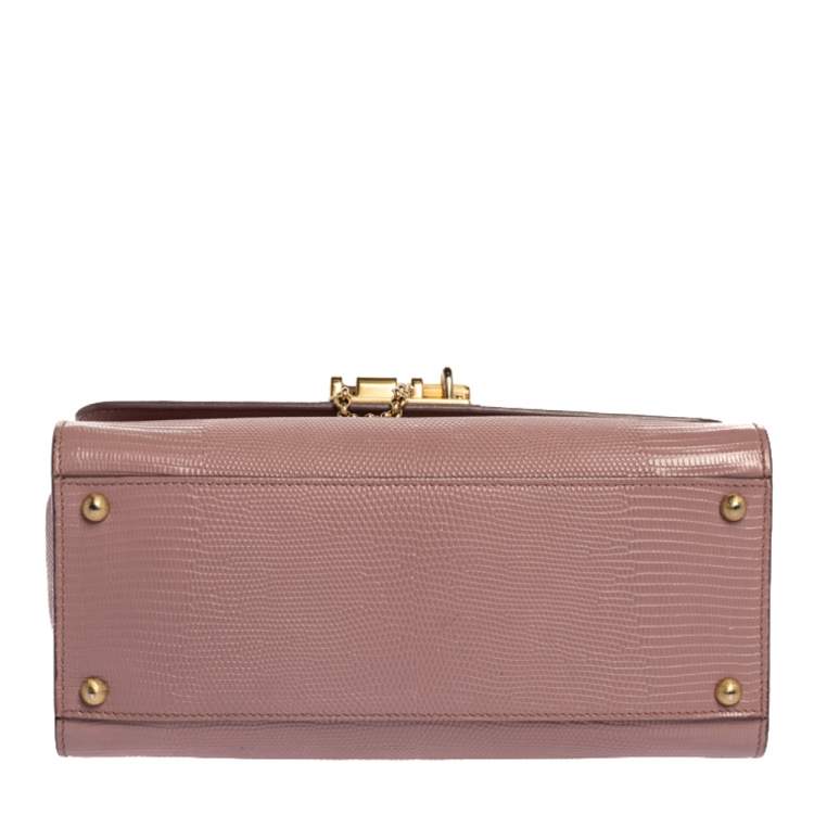 Pre Owned Dolce & Gabbana Pink Lizard Embossed Leather Medium Miss Monica Top Handle Bag
