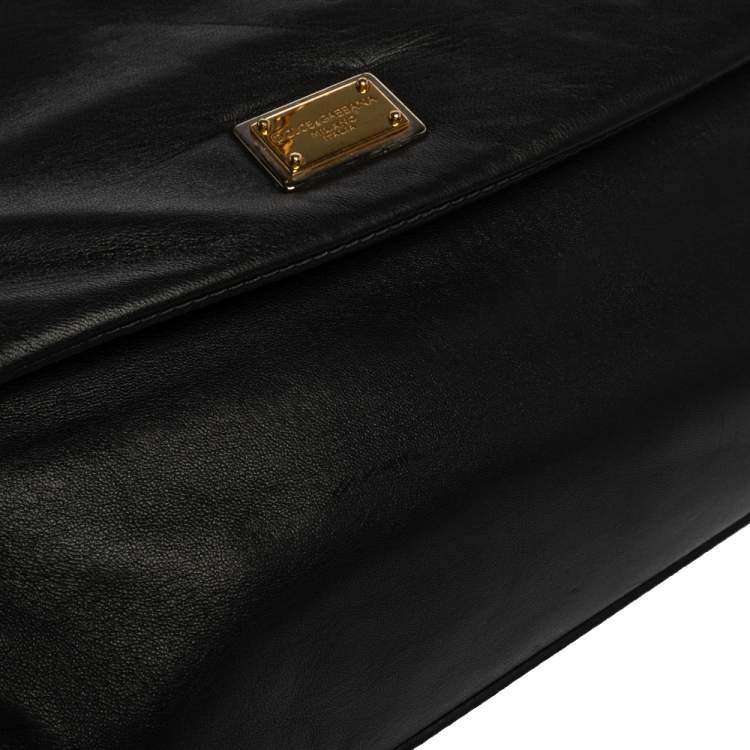 Pre Owned Dolce & Gabbana Black Leather Chain Shoulder Bags
