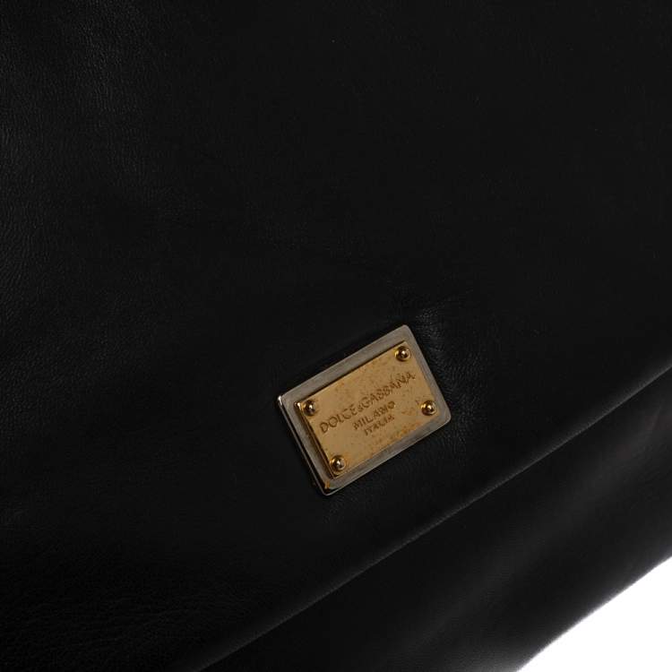 Pre Owned Dolce & Gabbana Black Leather Chain Shoulder Bags
