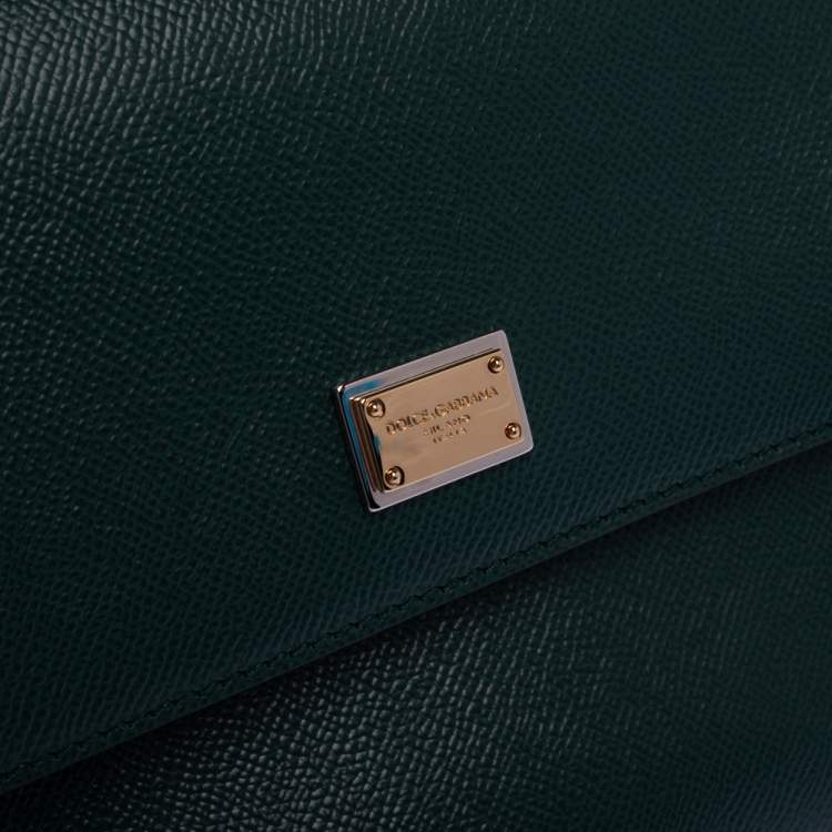 مملوكة مسبقًا Dolce & Gabbana Green Leather Medium Miss Sicily Top Handle Bag