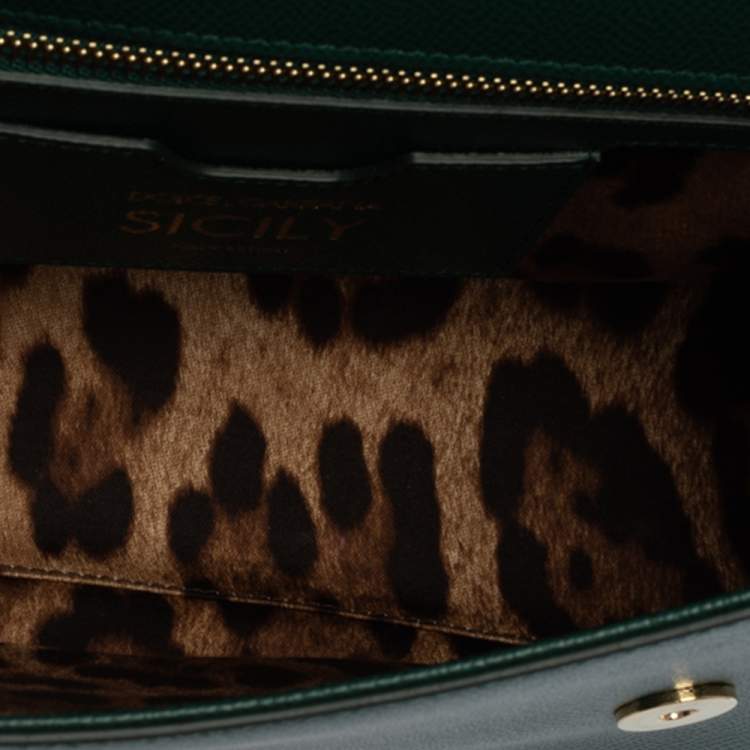 مملوكة مسبقًا Dolce & Gabbana Green Leather Medium Miss Sicily Top Handle Bag