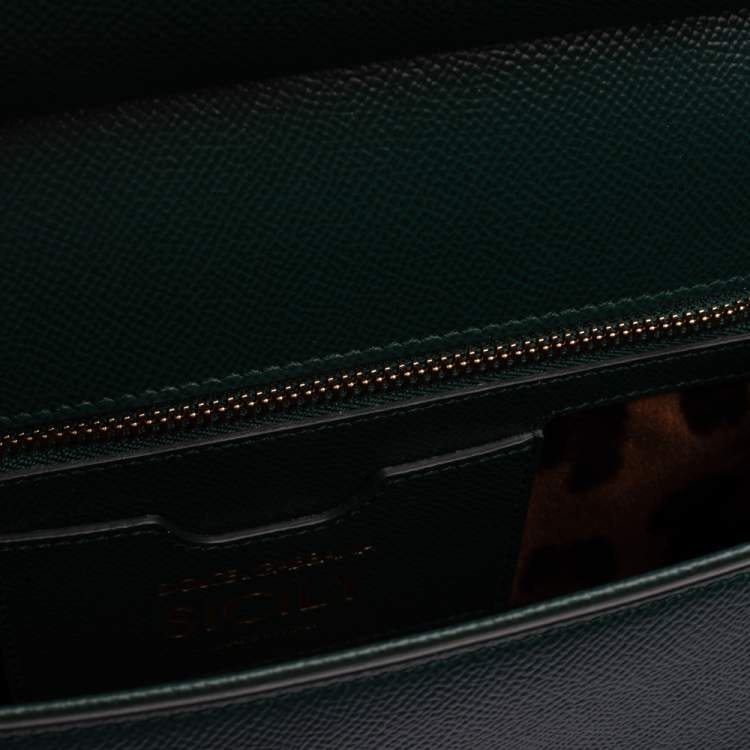مملوكة مسبقًا Dolce & Gabbana Green Leather Medium Miss Sicily Top Handle Bag