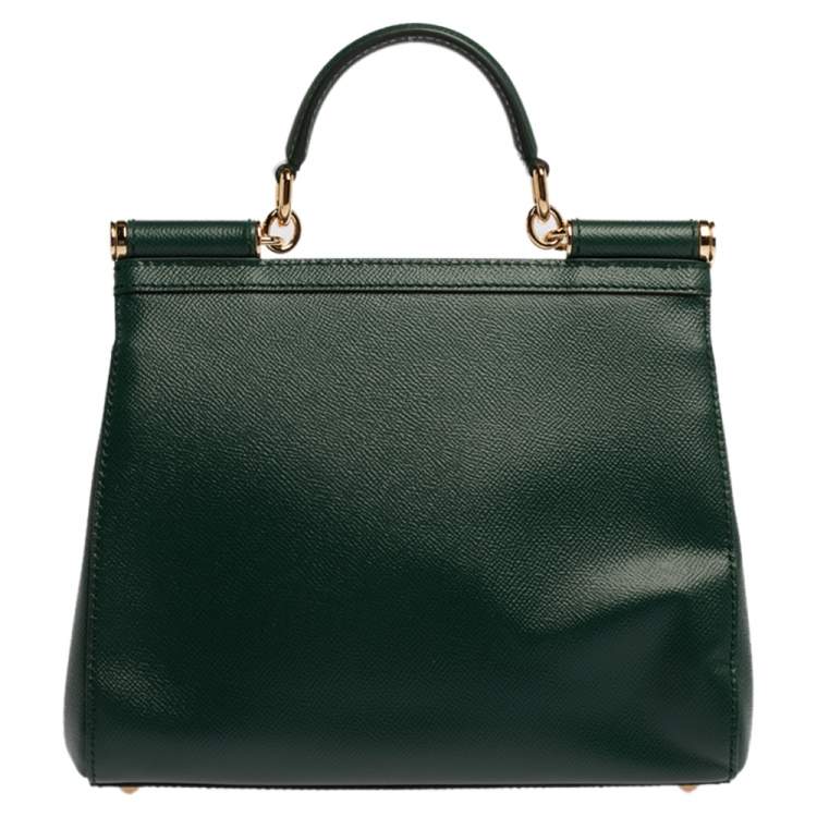 مملوكة مسبقًا Dolce & Gabbana Green Leather Medium Miss Sicily Top Handle Bag