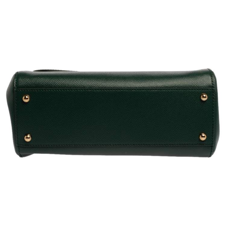 مملوكة مسبقًا Dolce & Gabbana Green Leather Medium Miss Sicily Top Handle Bag