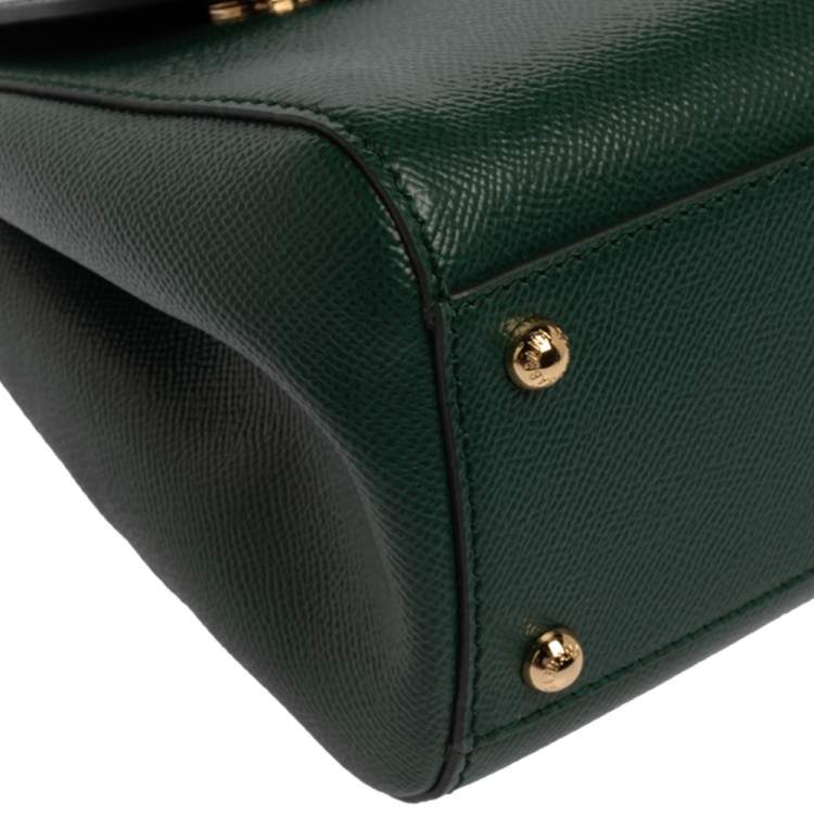 مملوكة مسبقًا Dolce & Gabbana Green Leather Medium Miss Sicily Top Handle Bag