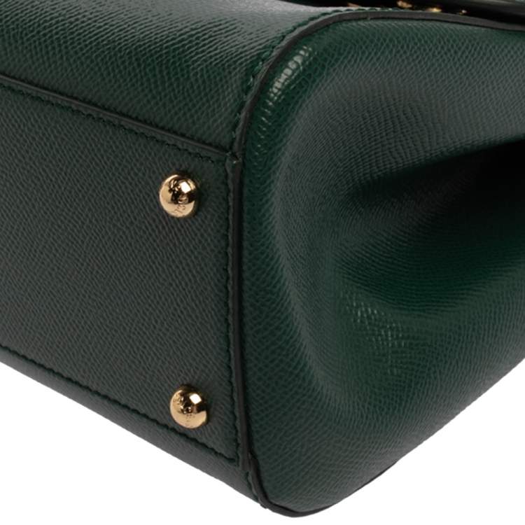 مملوكة مسبقًا Dolce & Gabbana Green Leather Medium Miss Sicily Top Handle Bag