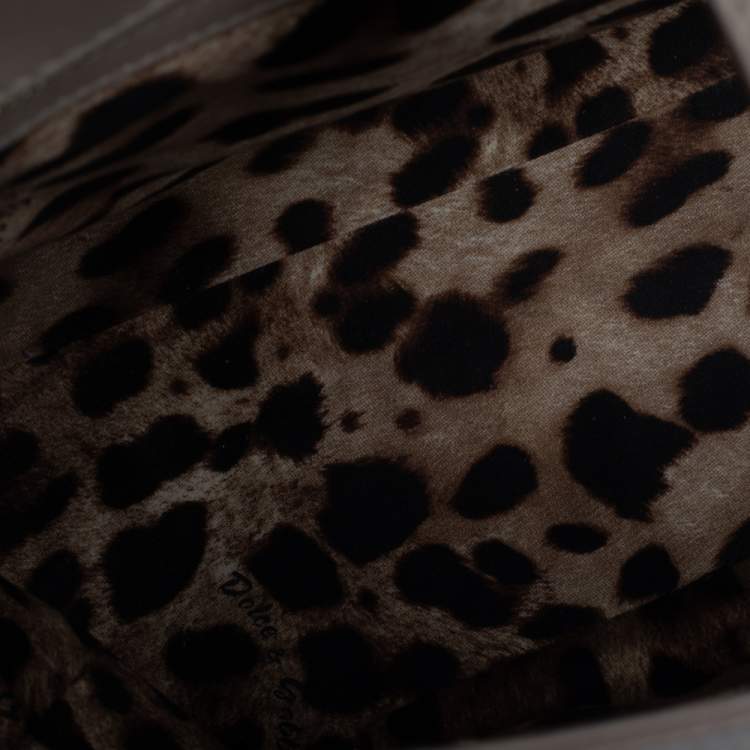 Pre Owned Dolce & Gabbana White/Beige Lace and Leather Large Miss Sicily Top Handle Bag