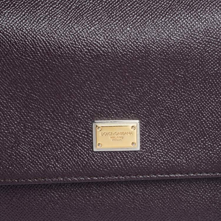 Pre Owned Dolce & Gabbana Dark Burgundy Leather Medium Miss Sicily Top Handle Bag