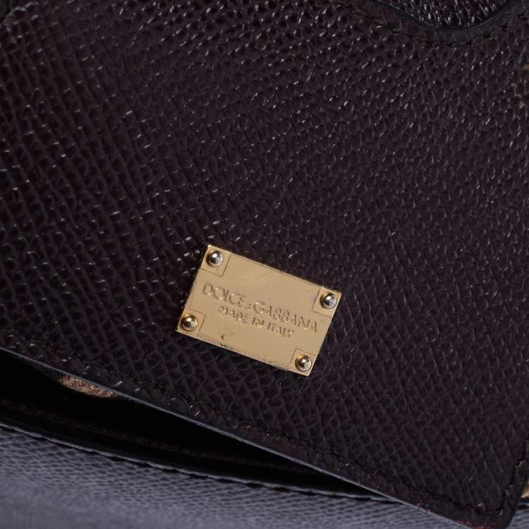 Pre Owned Dolce & Gabbana Dark Burgundy Leather Medium Miss Sicily Top Handle Bag