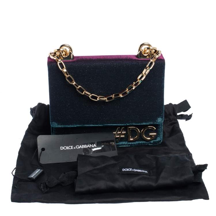 Pre Owned Dolce & Gabbana Tri Color Sparkle Fabric DG Girls Hashtag Logo Bag
