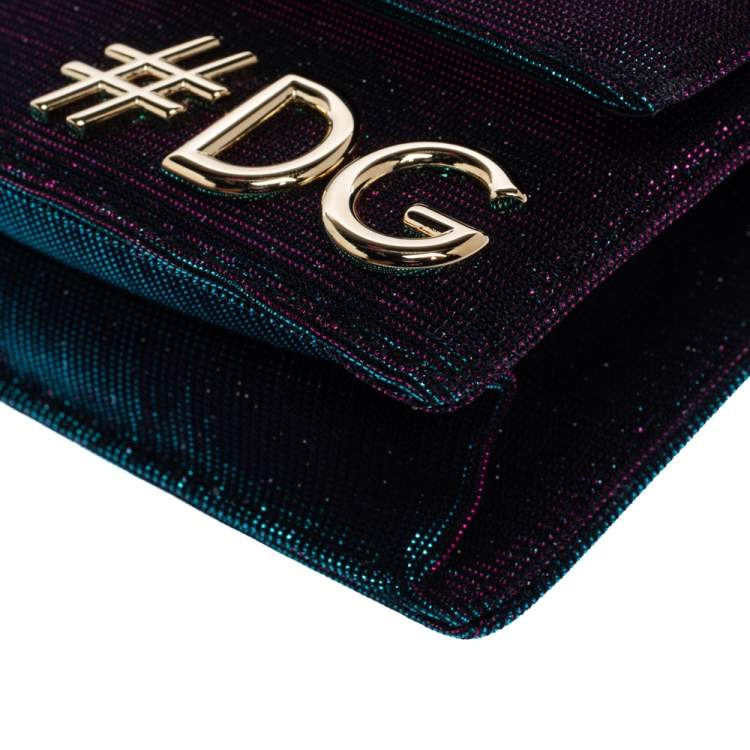 Pre Owned Dolce & Gabbana Tri Color Sparkle Fabric DG Girls Hashtag Logo Bag