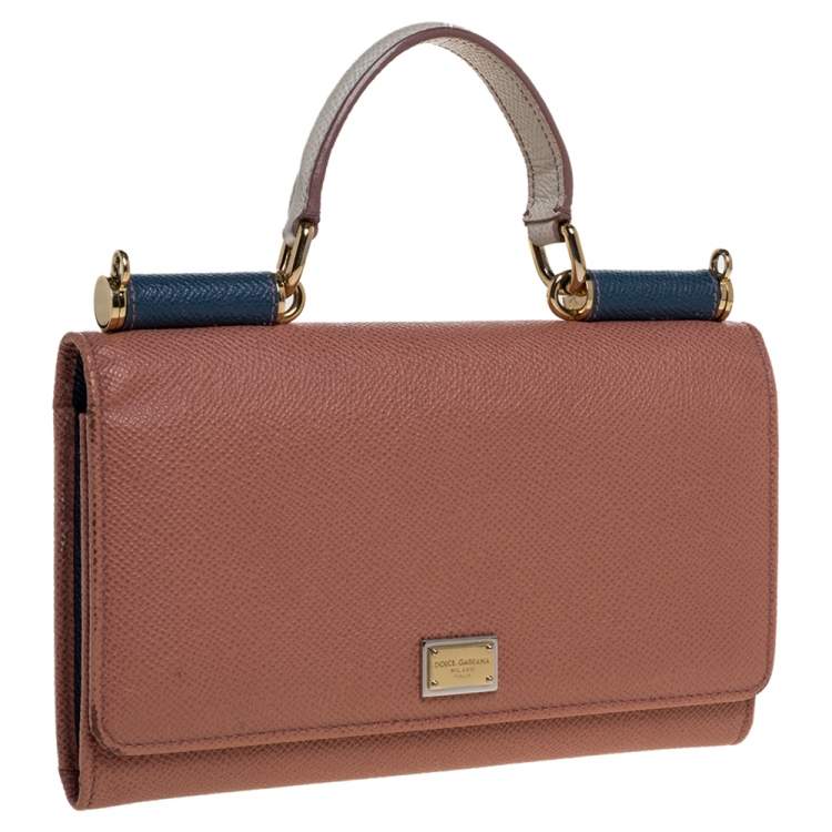 Pre Owned Dolce & Gabbana Tri Color Leather Miss Sicily Von Wallet on Chain