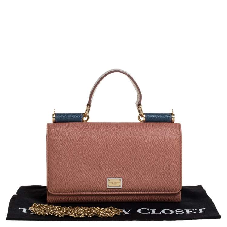 Pre Owned Dolce & Gabbana Tri Color Leather Miss Sicily Von Wallet on Chain