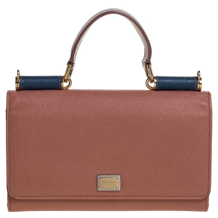 Pre Owned Dolce & Gabbana Tri Color Leather Miss Sicily Von Wallet on Chain