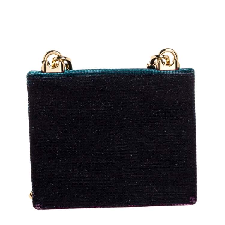 Pre Owned Dolce & Gabbana Holographic Fabric DG Girls Flap Shoulder Bag