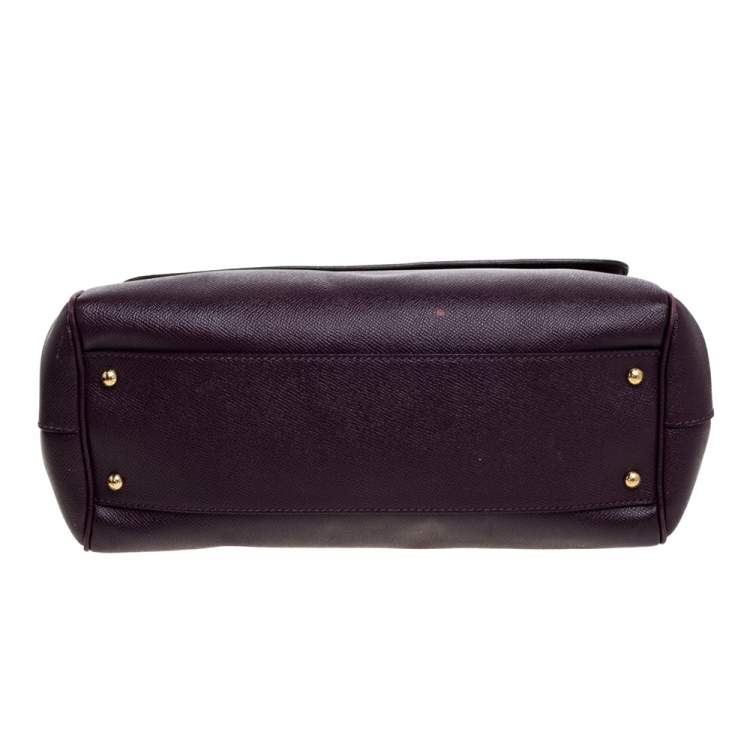Pre Owned Dolce & Gabbana Purple Leather Large Miss Sicily Top Handle Bag